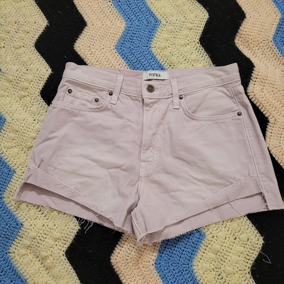 PISTOLA denim Kylee Relaxed high rise shorts in blush pink - Picture 3 of 9